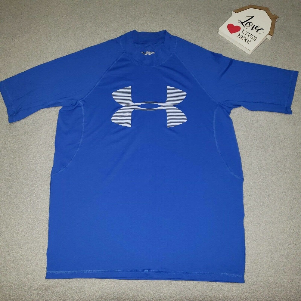 Under Armour Men's Heatgear UA Tech T-Shirt True Grey-Royal Blue 2XL